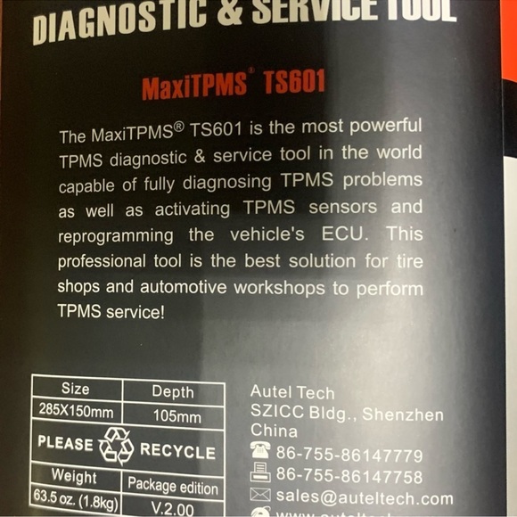 Autel MaxiTPMS TS601 TPMS Diagnostic Tool Tyre Sensor Pressure Car Scanner - Picture 6 of 13